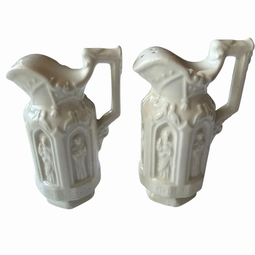Vintage LEGO Japan #3354 Apostle Pitcher Salt Pepper Shakers Gothic White